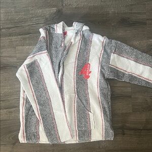 Striped Hoodie with Red Accent